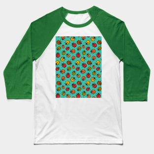 Colorful ladybugs on turquoise Baseball T-Shirt
